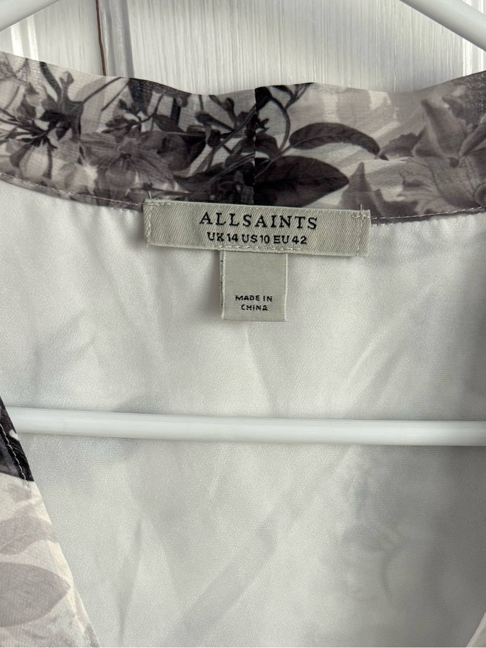 All Saints Abi White Gray Draped Top - Picture 2 of 6